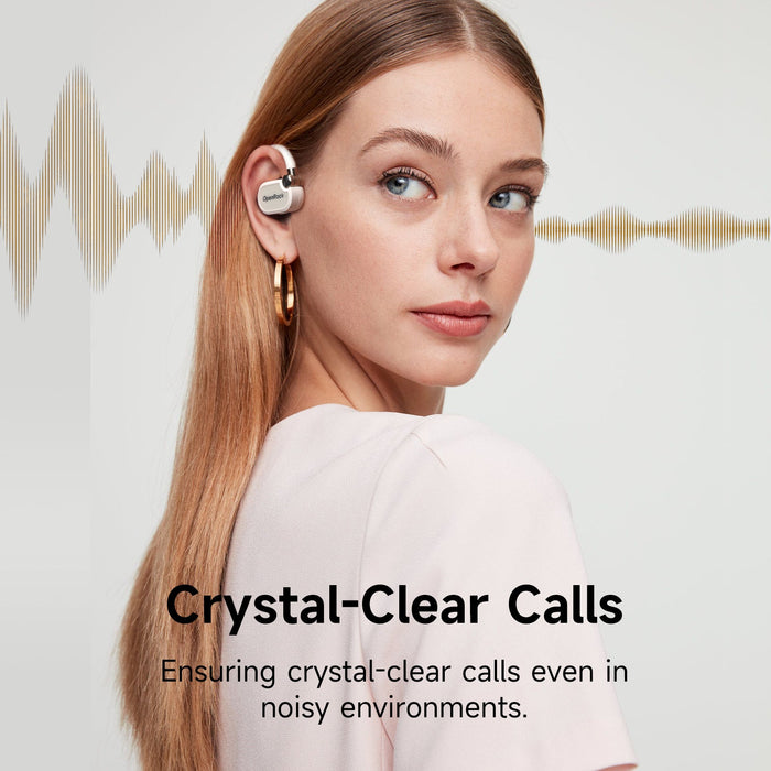 OneOdio OpenRock X - Open Ear True Wireless Headphones Sports Earbuds, Bluetooth 5.3, Strong Bass, 4-Mic ENC, Uppgraderade justerbara Silicon Earkrokar, 48 timmars speltid, Svettbeständig, Smart App, Kompatibel med iPhone & Android