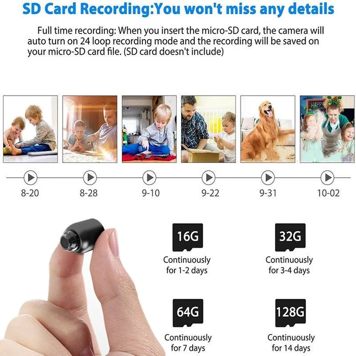 Mini Wifi Camera 1080P - Wireless Surveillance Security with Night Vision, Motion Detection, 160 Degree Audio Recording, Google Play Compatible - Perfect for Baby Monitoring & IP Cam Needs