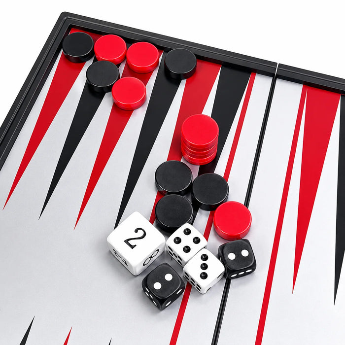25×25cm Folding Magnetic Backgammon Board – Portable Travel Game