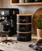 3-Piece Stackable Canister Set with Bamboo Lids — Powder-Coated Metal Kitchen Storage