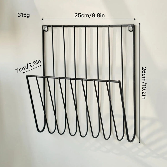 Wall-Mounted Iron File Holder — Single-Tier Magazine & Letter Rack (Gold or Black)