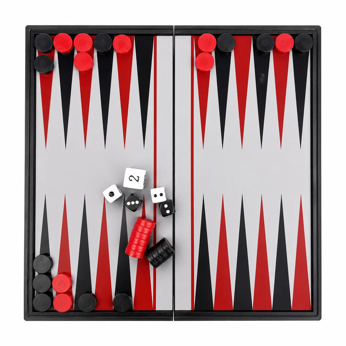 25×25cm Folding Magnetic Backgammon Board – Portable Travel Game