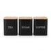 3-Piece Square Kitchen Canisters with Bamboo Lids for Coffee, Tea & Sugar