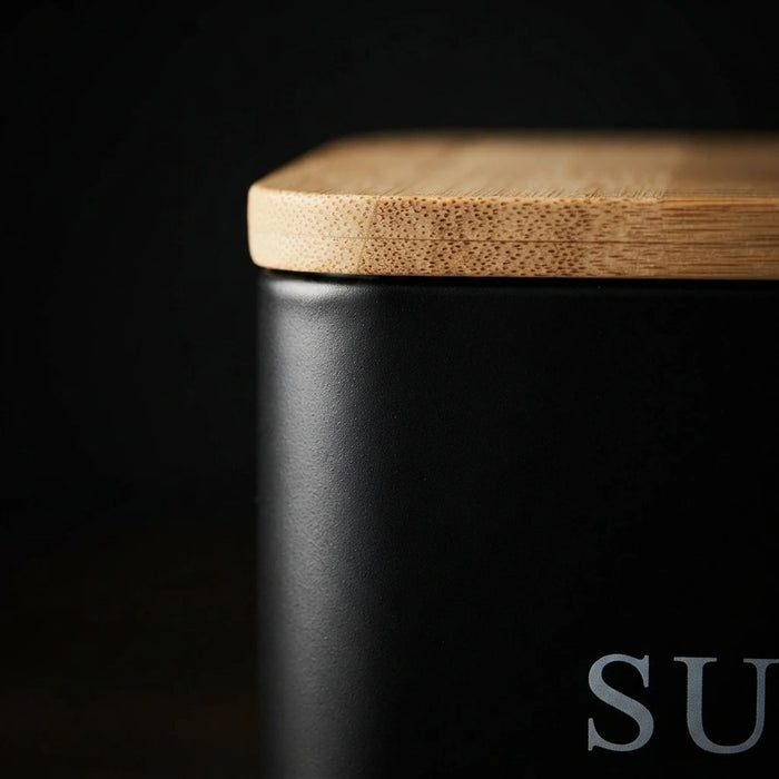 3-Piece Square Kitchen Canisters with Bamboo Lids for Coffee, Tea & Sugar