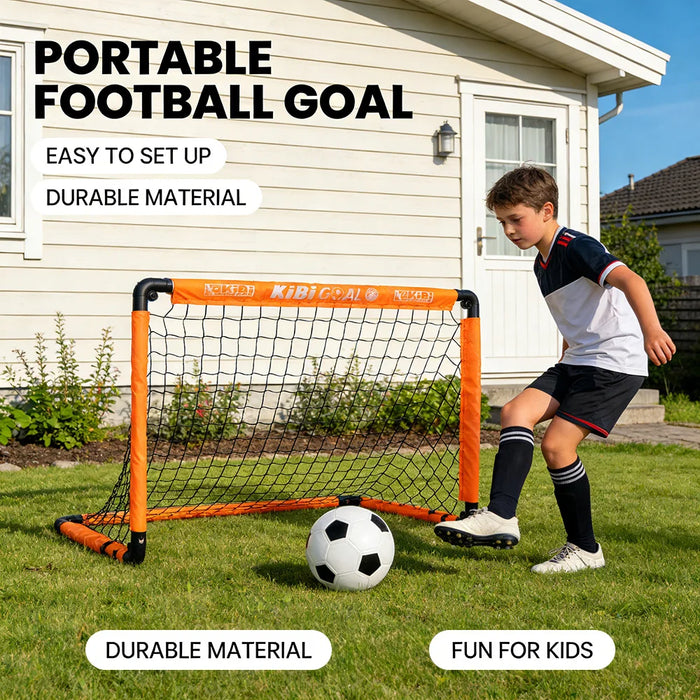 Portable Foldable Football Goal Set with Ball and Pump for Kids' Garden Play