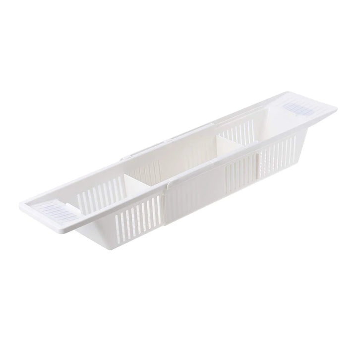 Adjustable Plastic Bathtub Caddy Tray – Retractable Bath Storage Rack