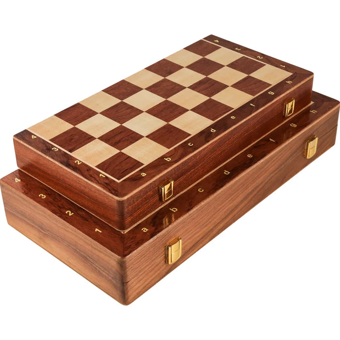Handcrafted Folding Wooden Chess Set – 39 x 39 cm, Solid Wood Pieces