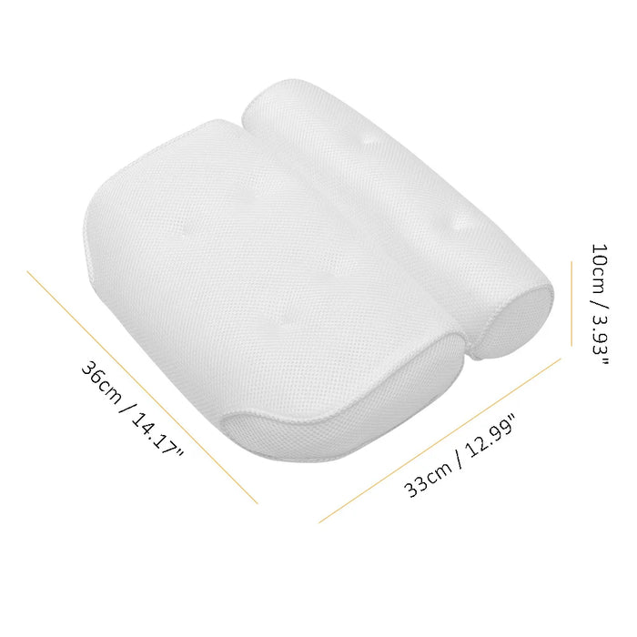 3D Mesh Bath Pillow with Suction Cups — Neck & Back Support for Bath and Spa