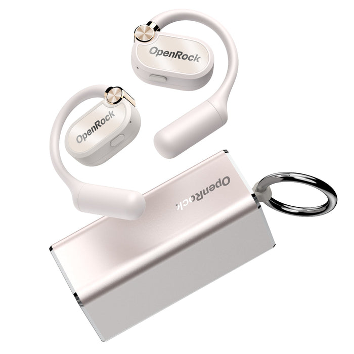 OneOdio OpenRock X - Open Ear True Wireless Headphones Sports Earbuds, Bluetooth 5.3, Strong Bass, 4-Mic ENC, Uppgraderade justerbara Silicon Earkrokar, 48 timmars speltid, Svettbeständig, Smart App, Kompatibel med iPhone & Android
