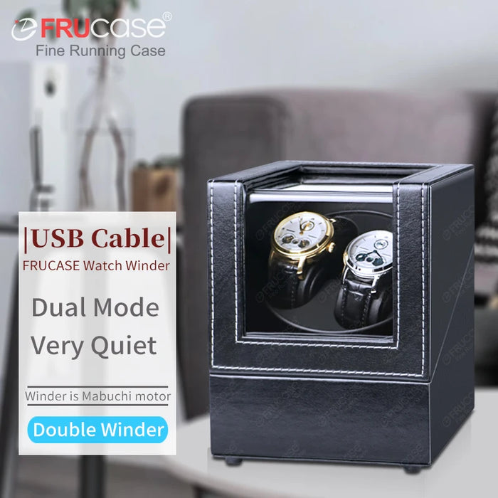 PU Watch Winder for Automatic Watches — 1 or 2 Watch, 2 Rotation Modes