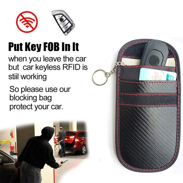 Signal-Blocking Car Key Pouch – RFID Faraday Bag, Two Pockets