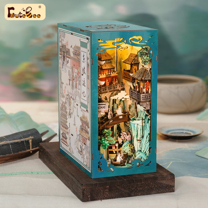 Antiquity Book Nook Dollhouse Kit – Su Dongpo's Life with Touch Light & Dust Cover