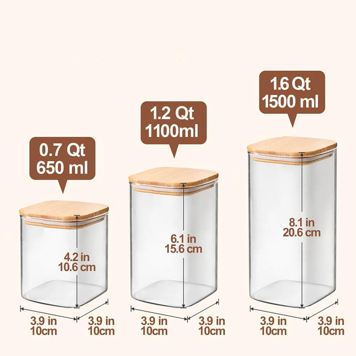 Airtight Glass Pantry Canister with Lid — Store Flour, Cereal, Sugar, Tea & Coffee