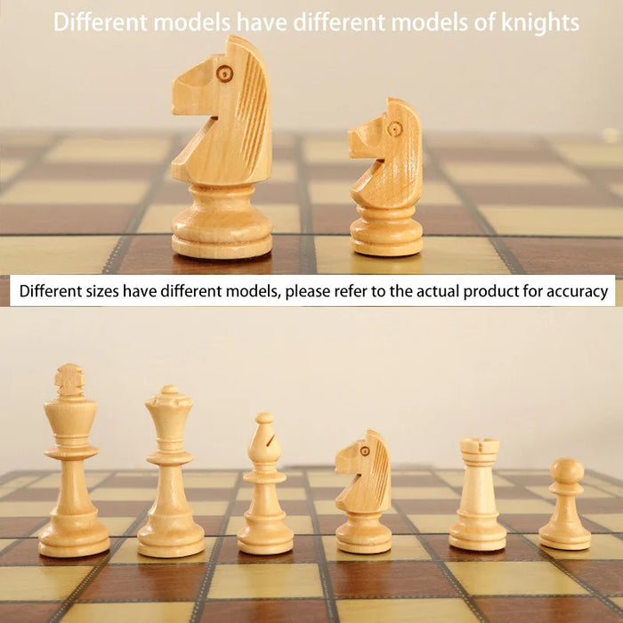 Retro 3-in-1 Wooden Chess Set — Foldable Chessboard with Checkers & Backgammon
