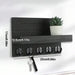 Wooden Wall-Mounted Key Holder with Mail Organiser | 5 Hooks (Dark Khaki/Black)