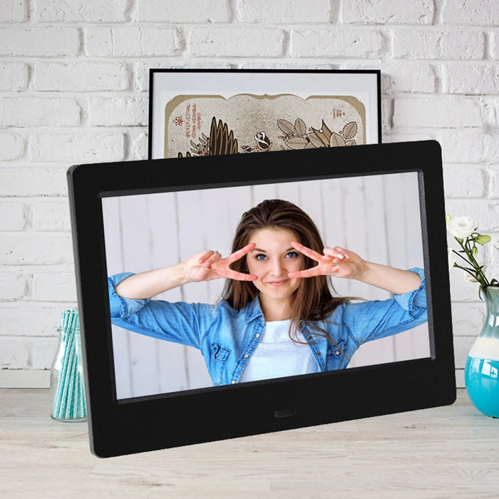 7-inch Digital Photo Frame — 16:9 LED Display, Photo, Video & Music, Clock & Calendar
