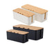 Large Cable Management Box – Wooden‑Style Cord Organizer for Power Strips, TV, Computer & USB Hub