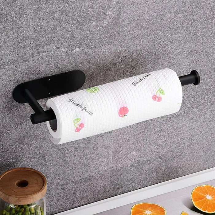 Stainless Steel Paper Towel & Toilet Roll Holder — Adhesive or Screw-Fix