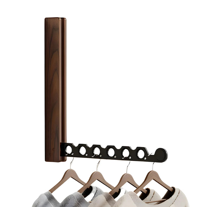 Wood Wall-Mounted Clothes Hanger — Foldable, Space-Saving Drying Rack