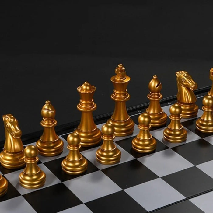Magnetic Folding Chess Set — 25cm or 32cm, Gold & Silver Plastic Travel Board