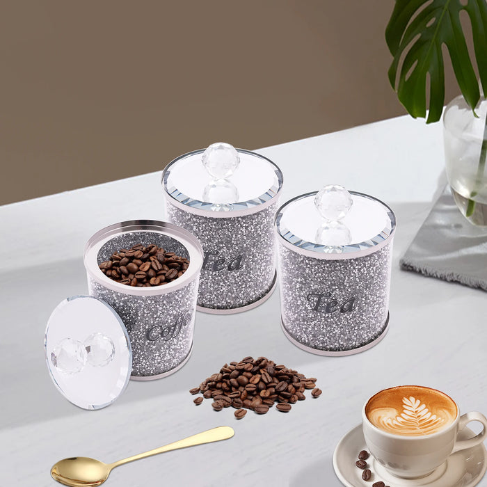 3-Piece Glass Canister Set with Stainless Steel Lids — Airtight Food Storage (10 x 14cm)