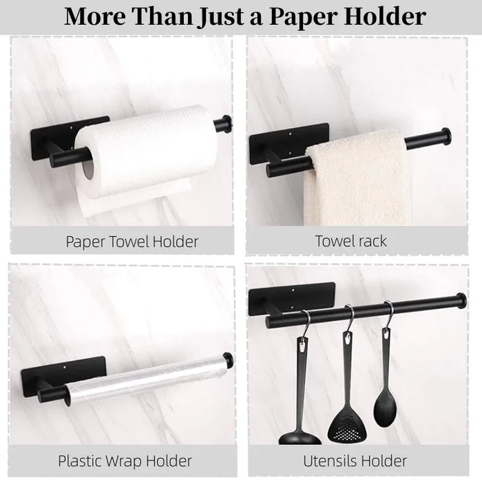 Stainless Steel Punch-Free Paper Towel Holder – Under-Cabinet Roll & Film Dispenser