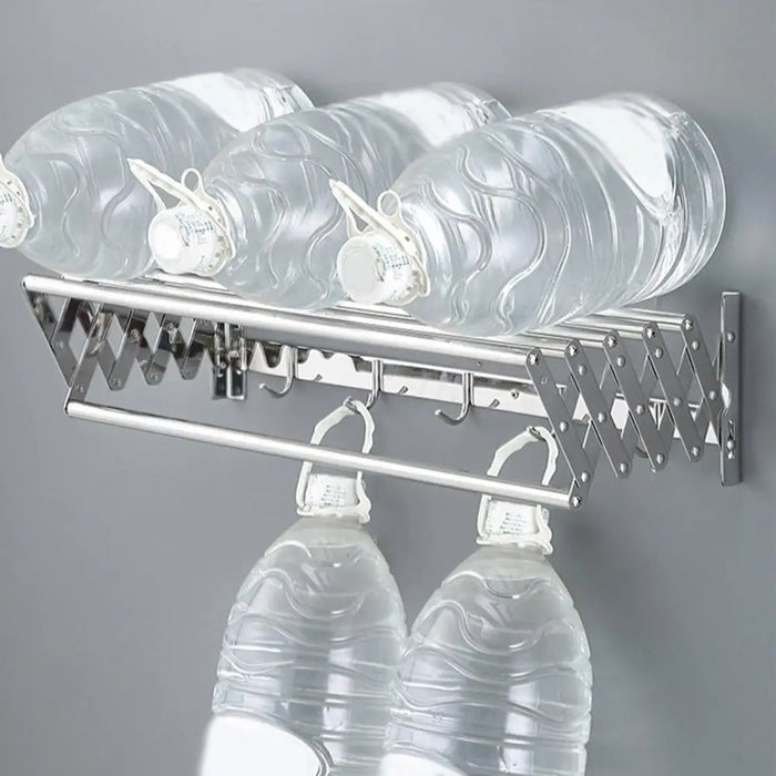 Wall-Mounted Foldaway Clothes Drying Rack - Expandable Stainless Steel