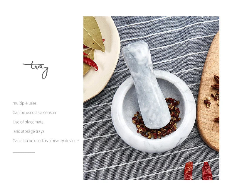 Marble Mortar & Pestle — White Marble Herb and Spice Grinder