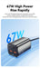 67W GaN USB‑C Desktop Charger — PD/QC Fast Charging, 2C+2A Ports for MacBook, Samsung, iPhone 15