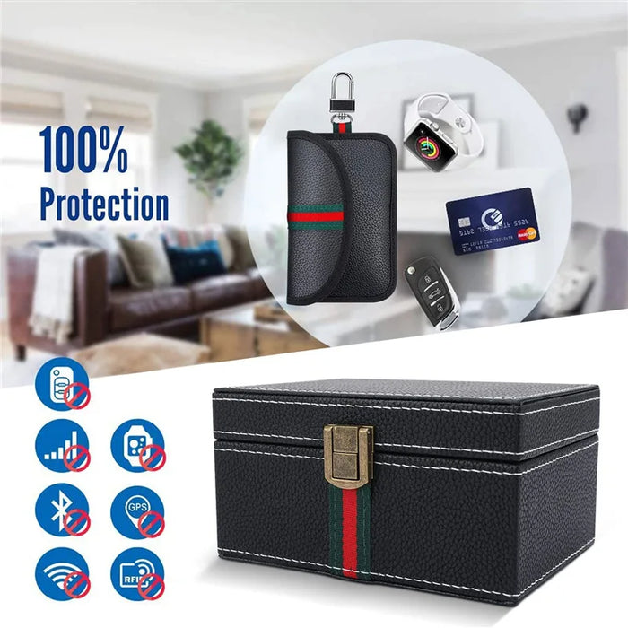 Faraday Box with Signal-Blocking Bags for Car Keys — Keyless Entry Protector