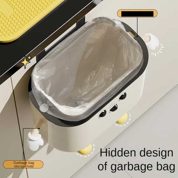 Cream Wall-mounted Kitchen Bin with Lid — 9L / 12L (DIY option)