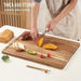 Beech & Walnut Wooden Cutting Board — Rectangle Chopping Block for Cheese & Meat
