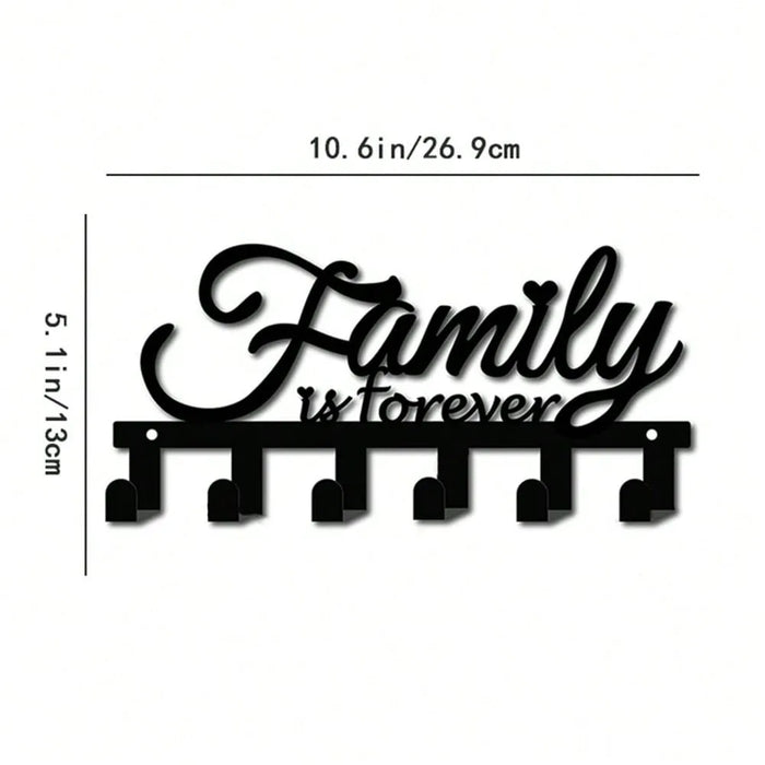 Black Iron 'Family' Wall Key Holder — Wall-Mounted Hook & Hat Rack