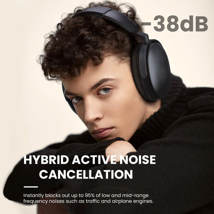 Oneodio SuperEQ A200 - Trådlösa Bluetooth 5.4-hörlurar med hybrid aktiv brusreducering och Hi-Res-ljud - Perfekt over-ear headset med 6-mikrofon AI ENC för akustiska entusiaster