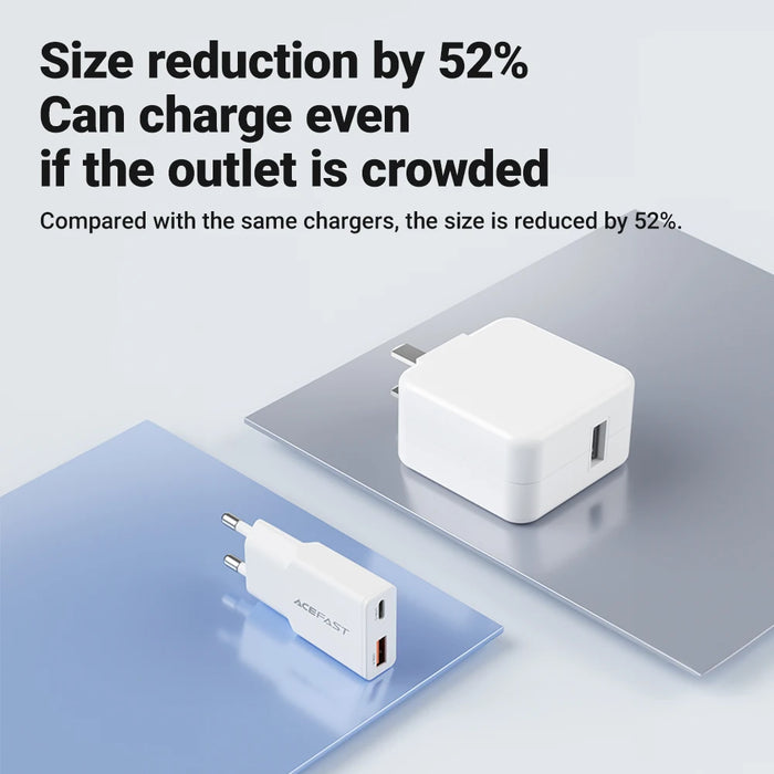 ACEFAST 30W GaN USB-C Fast Charger (EU Plug) – USB-C + USB-A PD/QC Travel Adapter