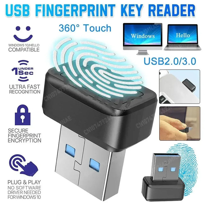 USB Fingerprint Key — Windows Hello Biometric Security Dongle (U5)