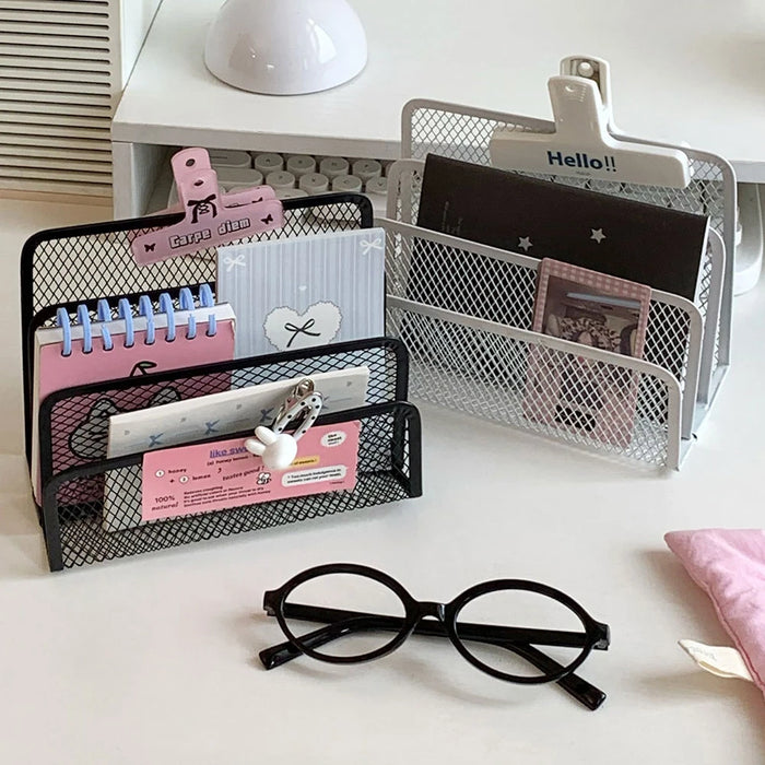 4-Tier Iron Mesh Desk Organiser – Letter Holder for Documents & Stationery
