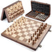 Magnetic Wooden Chess Set 39.37cm (15.5in) Folding Travel Board with 2 Extra Queens