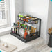 Under-Sink Pull-Out Organiser — 2-Tier Slide-Out Metal Shelf (White or Black)