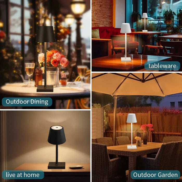 LED Skrivbordslampa - Usb-uppladdningsbar, vattentät, trådlös touch för bar, restaurang, hotellrum - Idealisk belysningslösning för bordets atmosfär inom hotell- och restaurangbranschen