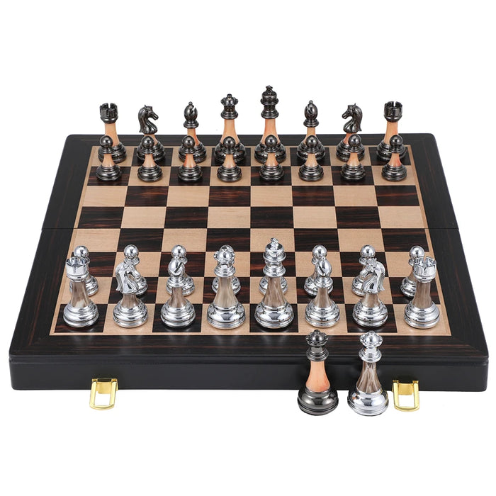 Large Wooden Chess Set — 45cm (17.7") Board, Electroplated Acrylic King 9cm (3.54")
