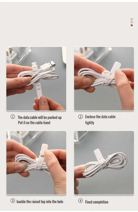 8-Compartment Transparent Acrylic Cable Organiser Box with Dustproof Cover