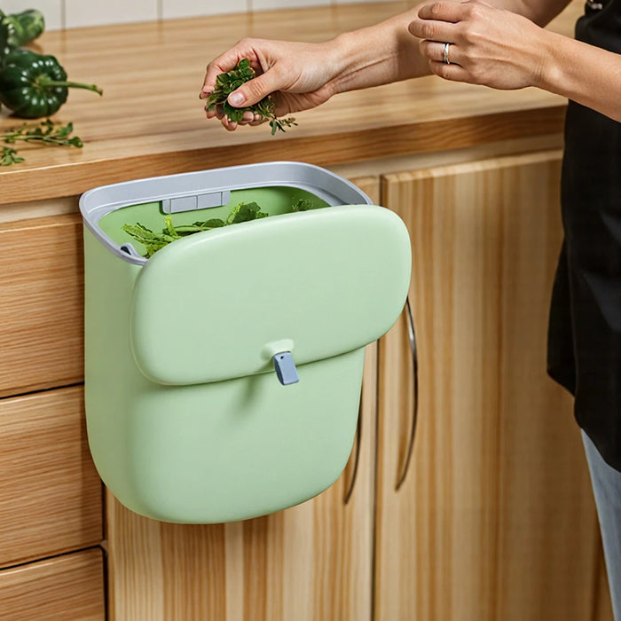 12L Hanging Kitchen & Bathroom Bin with Lid — Door or Wall Mount