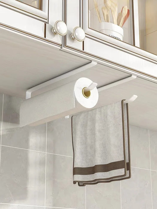 No-drill Cabinet Hanger Paper Towel & Toilet Roll Holder – Iron Wall/Cabinet Storage