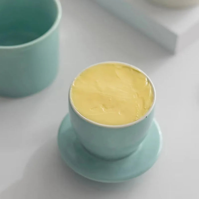 Ceramic Butter Cup with Lid — 350ml Sealed Butter Storage, Blue/Pink/White/Grey