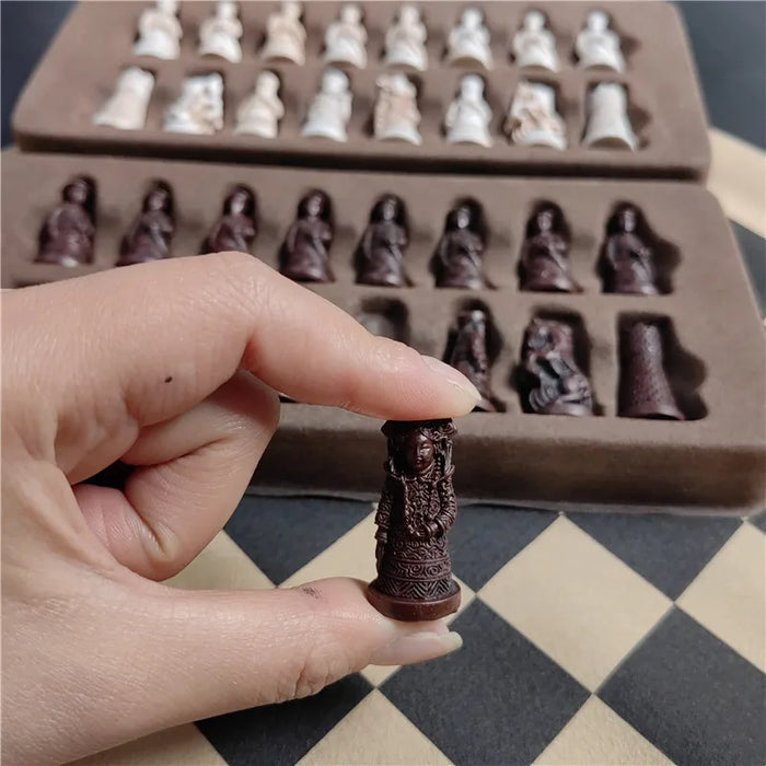 Resin Qing‑soldier Chess Set with Leather Board — Hand‑finished Figurines