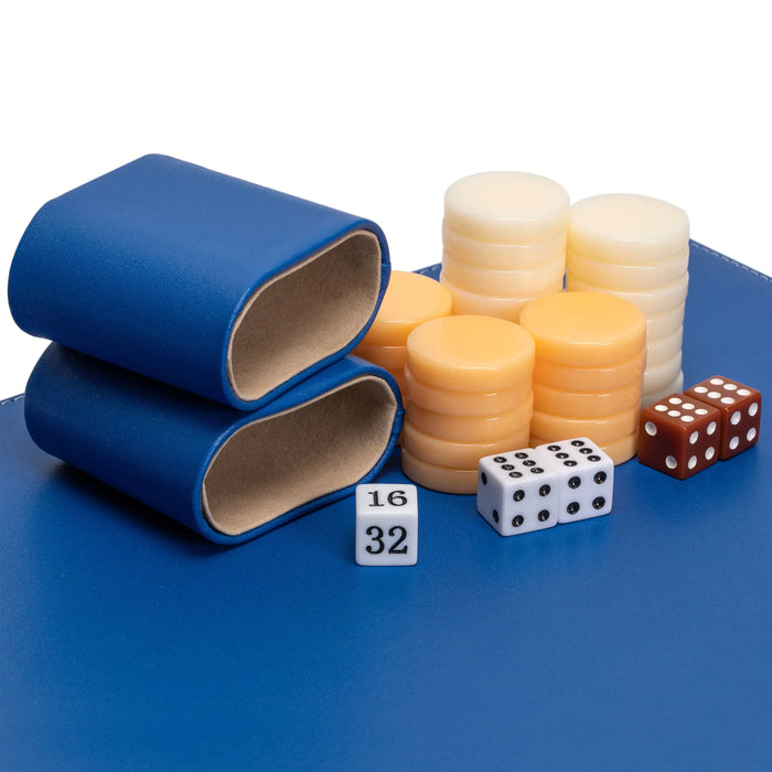 Travel Chess & Backgammon Set with Acrylic Pieces in Leather Case, 25 x 19 x 6 cm