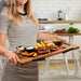 Acacia Wood Charcuterie Board with Handles & Folding Legs — Rectangular Serving Tray