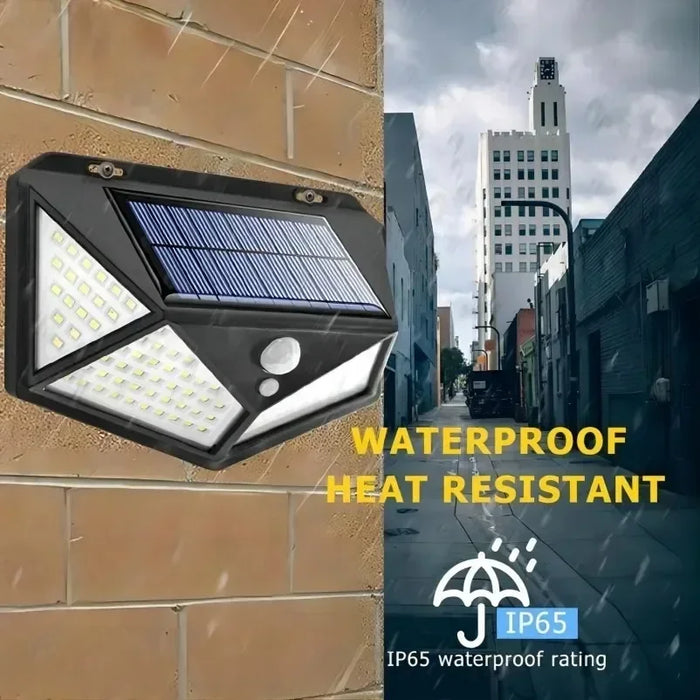 Solenergi LED-lampa - Multifunktionell solenergidriven strålkastare, vattentät, med rörelsesensor - Idealisk för utomhus trädgårdsdekoration