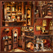 Twilight Library DIY Wooden Bookend Miniature Cottage with Touch LED